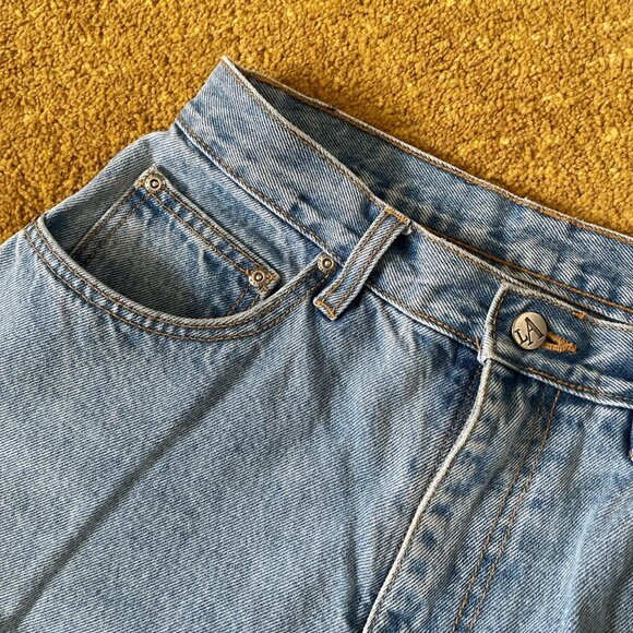 Vintage 90s Heavyweight Cotton Denim Highwaisted Straight Leg Jeans - Picture 5 of 5